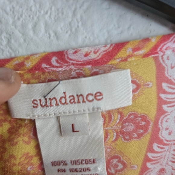 Sundance Sheer Blouse Sz L Women Sunset Go Beyond Embroidered Asymmetrical Boho - Picture 6 of 11
